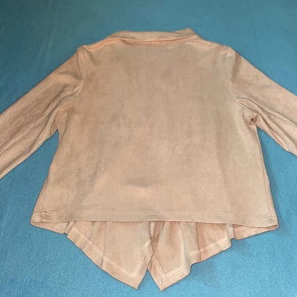 SKIES ARE BLUE suede faux cardigan blazer jacket waterfall open front size M - Picture 2 of 10